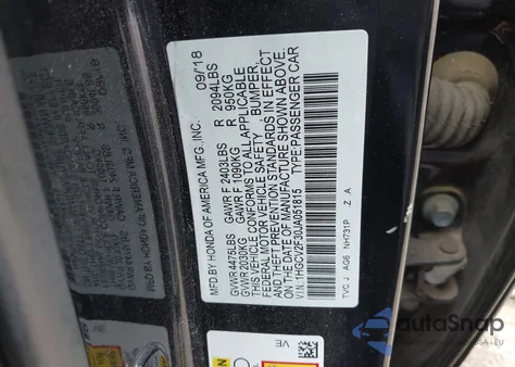 2018 Honda Accord Sport 2.0T z USA, uszkodzony, nr VIN 1HGCV2F30JA051815